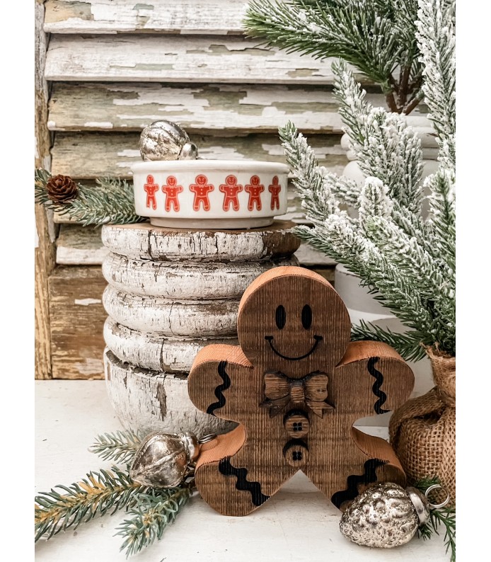 Antique English - Ironstone riser w/ Gingerbread decal transfer - Holiday